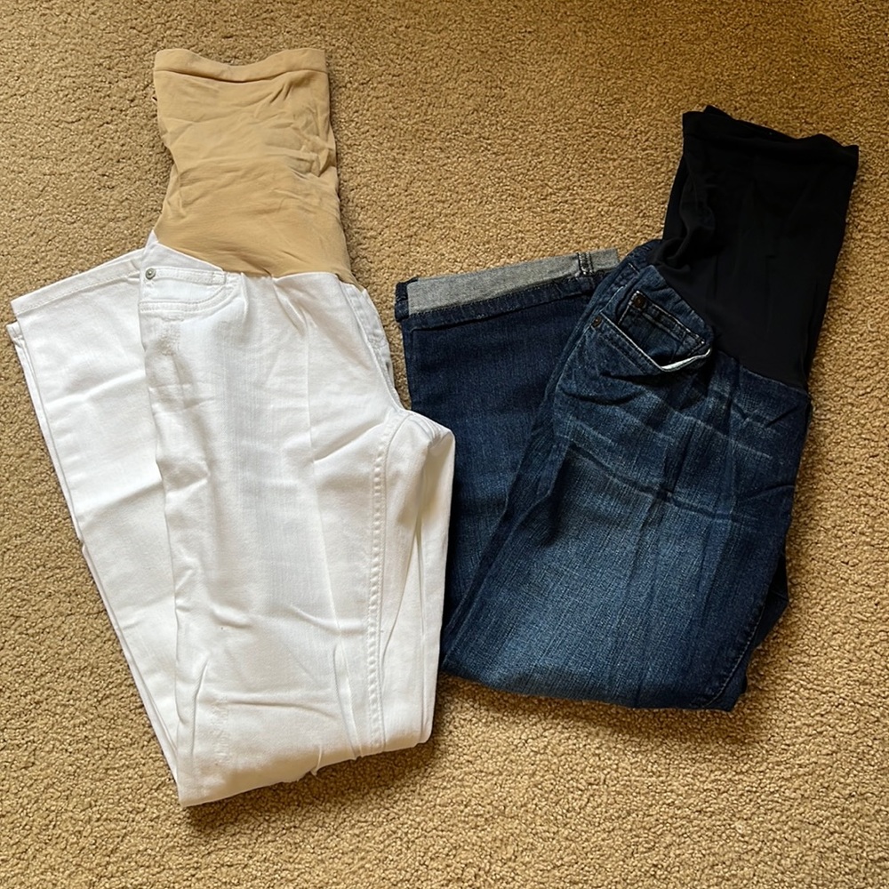 Maternity jeans - size medium - white skinny jeans, dark wash capri